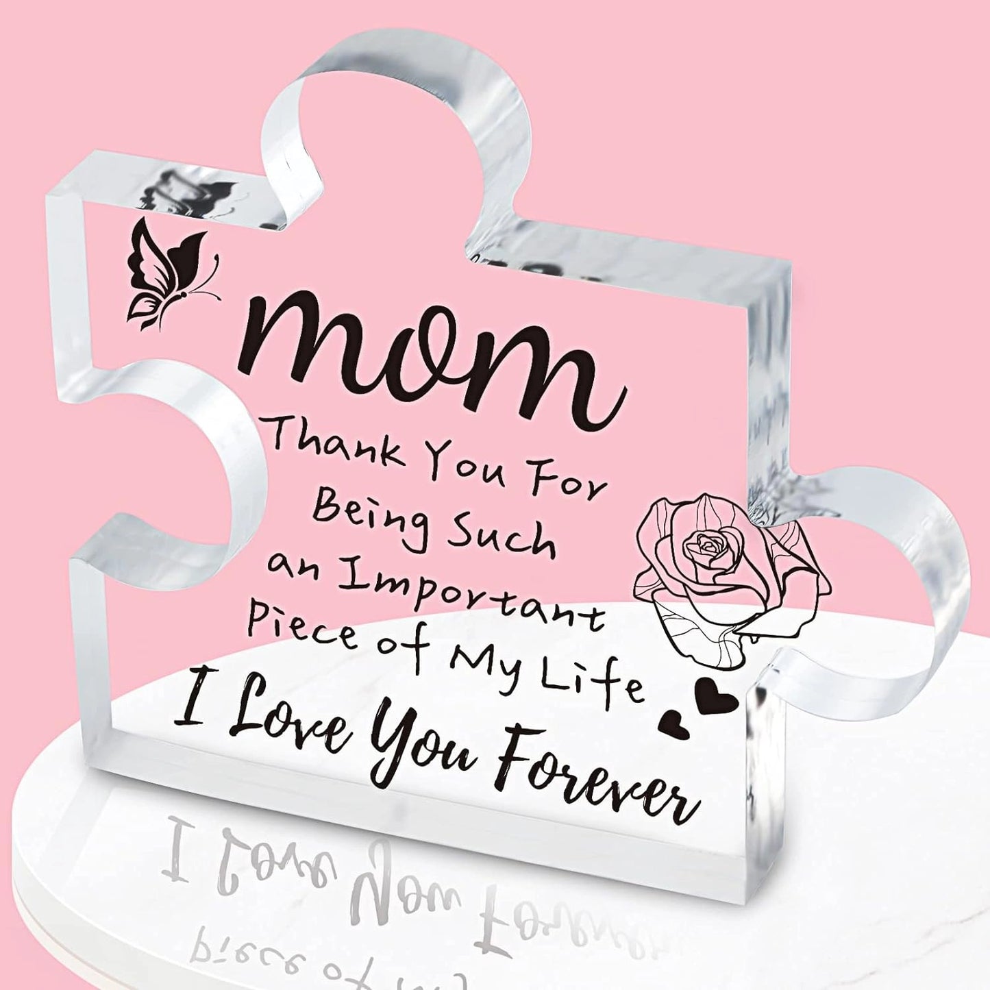 Interlocking Puzzle-Shaped Desktop Decor - 10.5cm Square Display Piece for Home or Gifting(Mom) V888-ELOSUNG48360