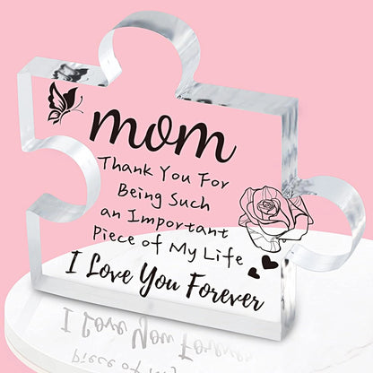 Interlocking Puzzle-Shaped Desktop Decor - 10.5cm Square Display Piece for Home or Gifting(Mom) V888-ELOSUNG48360
