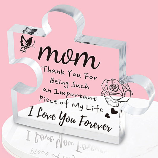 Interlocking Puzzle-Shaped Desktop Decor - 10.5cm Square Display Piece for Home or Gifting(Mom) V888-ELOSUNG48360