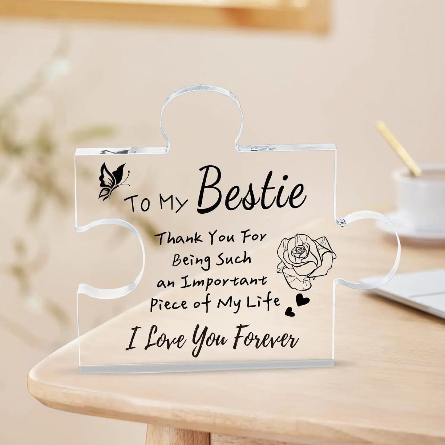 Interlocking Puzzle-Shaped Desktop Decor - 10.5cm Square Display Piece for Home or Gifting(Bestie) V888-ELOSUNG48361