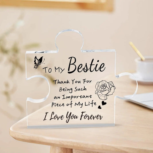 Interlocking Puzzle-Shaped Desktop Decor - 10.5cm Square Display Piece for Home or Gifting(Bestie) V888-ELOSUNG48361