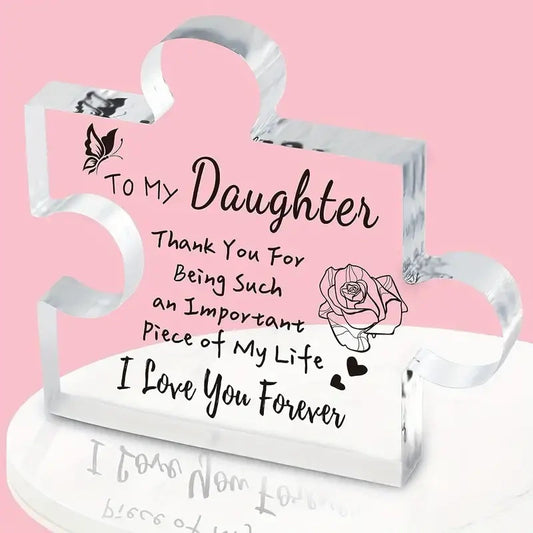 Interlocking Puzzle-Shaped Desktop Decor - 10.5cm Square Display Piece for Home or Gifting(Daughter) V888-ELOSUNG48362