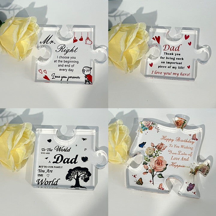 Interlocking Puzzle-Shaped Desktop Decor - 10.5cm Square Display Piece for Home or Gifting(Sister) V888-ELOSUNG48363