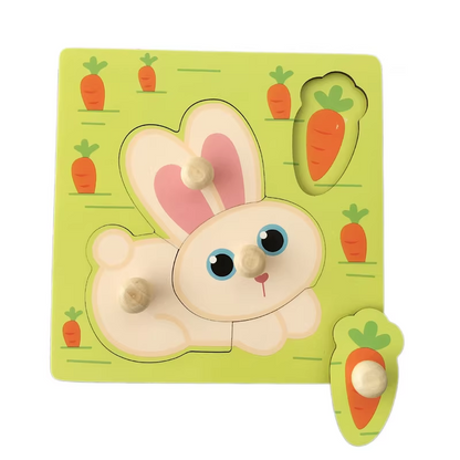 Rabbit Hand-Grip Puzzle Board - Educational Shape Matching Toy for Early Learning, 14.5cm Square Design V888-ELOSUNG48364