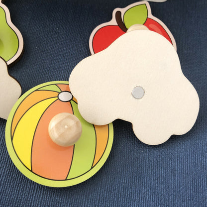 Fruit Hand-Grip Puzzle Board - Educational Shape Matching Toy for Early Learning, 14.5cm Square Design V888-ELOSUNG48366