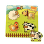 Farm Hand-Grip Puzzle Board - Educational Shape Matching Toy for Early Learning, 14.5cm Square Design V888-ELOSUNG48367