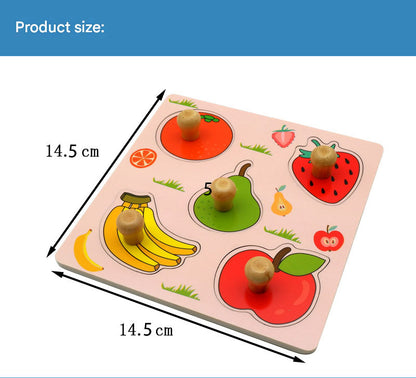 Farm Hand-Grip Puzzle Board - Educational Shape Matching Toy for Early Learning, 14.5cm Square Design V888-ELOSUNG48367