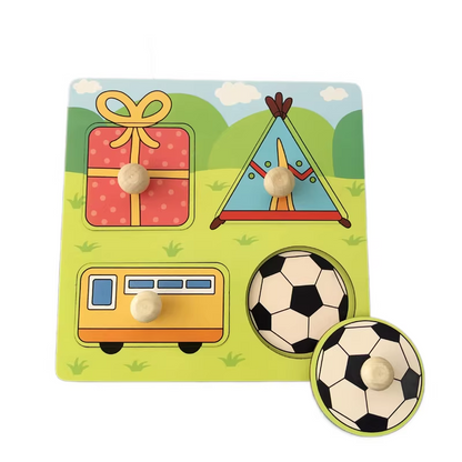 Gifts Hand-Grip Puzzle Board - Educational Shape Matching Toy for Early Learning, 14.5cm Square Design V888-ELOSUNG48371