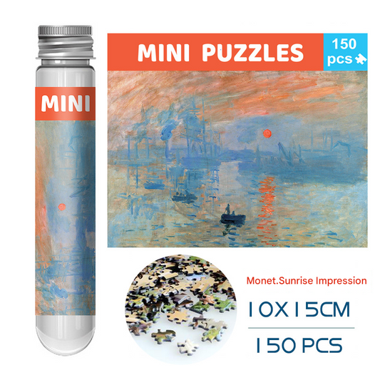 2 PCS 150-Piece Mini Puzzle in Reusable Tube - Compact Jigsaw for Home or Travel, Frame Not V888-ELOSUNG48374