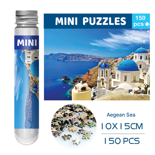 2 PCS 150-Piece Mini Puzzle in Reusable Tube - Compact Jigsaw for Home or Travel, Frame Not V888-ELOSUNG48375