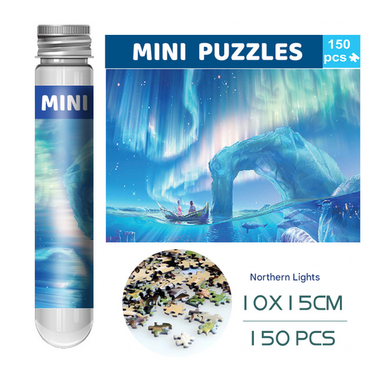 2 PCS 150-Piece Mini Puzzle in Reusable Tube - Compact Jigsaw for Home or Travel, Frame Not V888-ELOSUNG48376