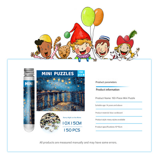 2 PCS 150-Piece Mini Puzzle in Reusable Tube - Compact Jigsaw for Home or Travel, Frame Not V888-ELOSUNG48376