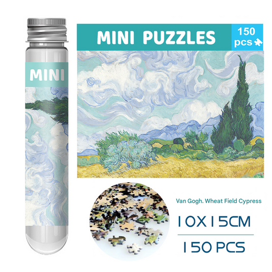 2 PCS 150-Piece Mini Puzzle in Reusable Tube - Compact Jigsaw for Home or Travel, Frame Not V888-ELOSUNG48378