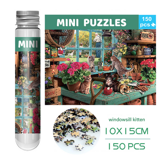 2 PCS 150-Piece Mini Puzzle in Reusable Tube - Compact Jigsaw for Home or Travel, Frame Not Included(104-The V888-ELOSUNG48379