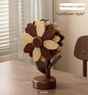 5-Piece Floral-Shaped Trivet Set with Stand - Wooden Heat Resistant Pad for Table, Dish, Pot or Cup(Walnut V888-ELOSUNG48381