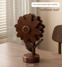 5-Piece Floral-Shaped Trivet Set with Stand - Wooden Heat Resistant Pad for Table, Dish, Pot or Cup(Walnut V888-ELOSUNG48383
