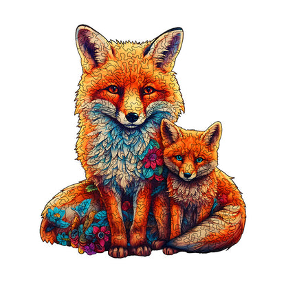 Irregular-Shaped Puzzle - A3 Size (33x43cm), 210-Piece Design, 4mm Thickness, Compact Packaging(A mother fox V888-ELOSUNG48388