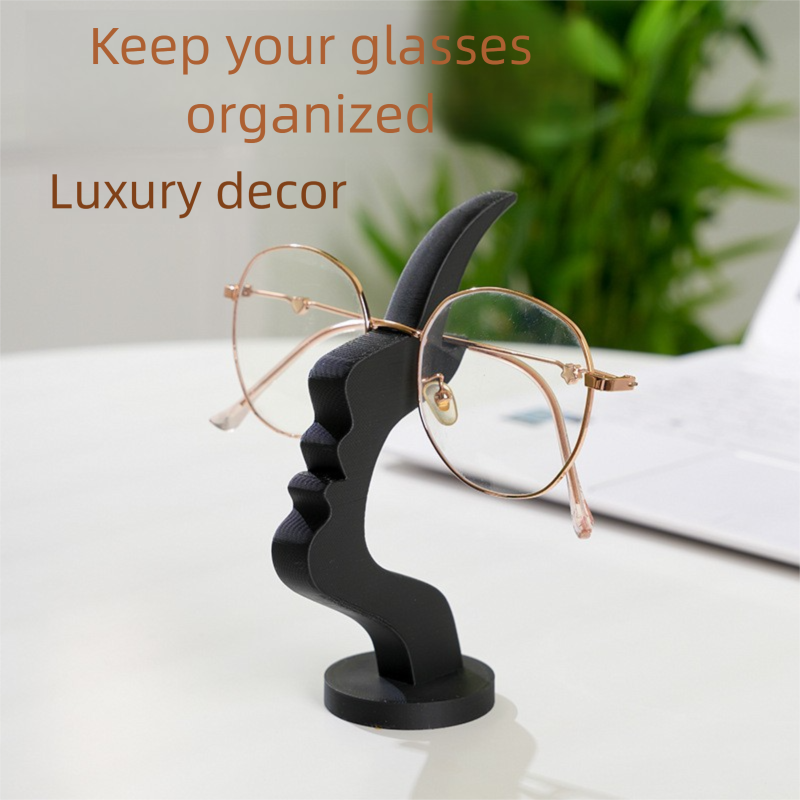 2-Pack Black Desktop Eyeglass Holder - Minimalist Design for Home or Office, Stable Display Stand with V888-ELOSUNG48395