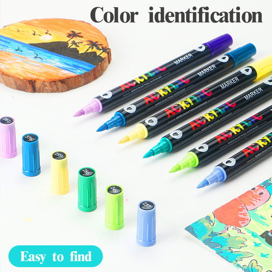 Dual-Tip Acrylic Markers - 24-Pack, Water-Based, Quick-Dry, Waterproof, for Multi-Surface Writing and V888-ELOSUNG48399