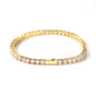Gold Single-Row Zircon Bracelet - 4mm Wide, Brass Base with Secure Clasp, AAA+ Stones for Everyday Wear V888-ELOSUNG48401