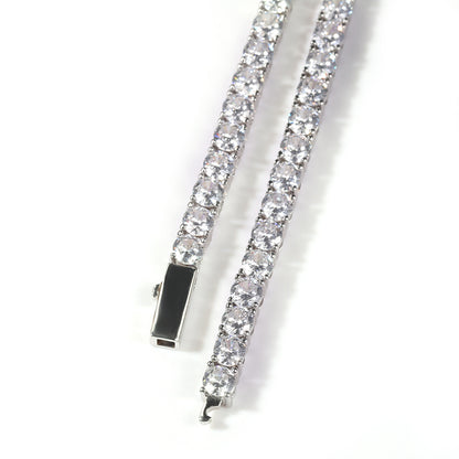 Gold Single-Row Zircon Bracelet - 4mm Wide, Brass Base with Secure Clasp, AAA+ Stones for Everyday Wear V888-ELOSUNG48401