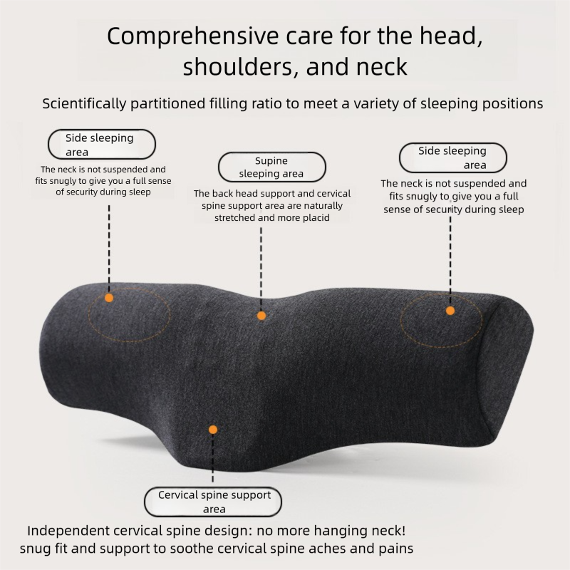 Pink Cervical Support Pillow - Memory Foam Core with Ergonomic Design for Neck Pain Relief and Deep Sleep V888-ELOSUNG48404