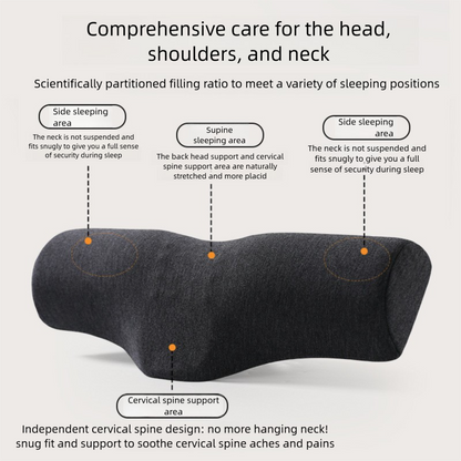Orange Cervical Support Pillow - Memory Foam Core with Ergonomic Design for Neck Pain Relief and Deep Sleep V888-ELOSUNG48406