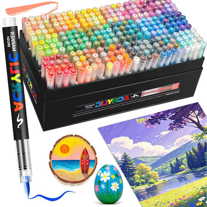 Acrylic Brush Marker - 12-Pack, Water-Based Ink, Flexible Tip, for Multi-Surface Art and Labeling V888-ELOSUNG48411