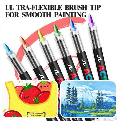 Acrylic Brush Marker - 24-Pack, Water-Based Ink, Flexible Tip, for Multi-Surface Art and Labeling V888-ELOSUNG48412