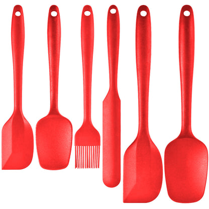 6-Piece Red Silicone Spatula Set - Heat-Resistant, Non-Scratch Kitchen Tools with Integrated Metal V888-ELOSUNG48425