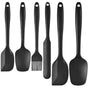 6-Piece Black Silicone Spatula Set - Heat-Resistant, Non-Scratch Kitchen Tools with Integrated Metal V888-ELOSUNG48426