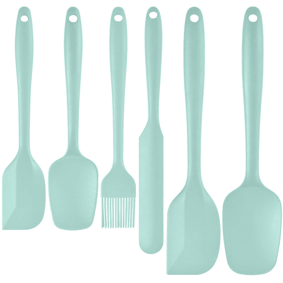 6-Piece Green Silicone Spatula Set - Heat-Resistant, Non-Scratch Kitchen Tools with Integrated Metal V888-ELOSUNG48427