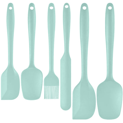 6-Piece Green Silicone Spatula Set - Heat-Resistant, Non-Scratch Kitchen Tools with Integrated Metal V888-ELOSUNG48427