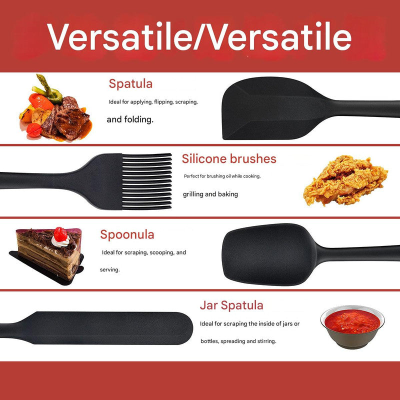 6-Piece Green Silicone Spatula Set - Heat-Resistant, Non-Scratch Kitchen Tools with Integrated Metal V888-ELOSUNG48427