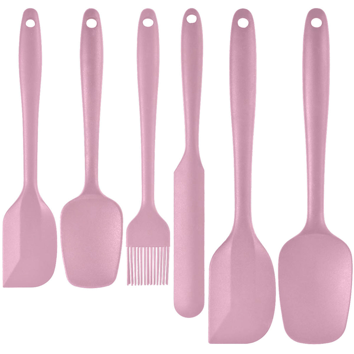 6-Piece Pink Silicone Spatula Set - Heat-Resistant, Non-Scratch Kitchen Tools with Integrated Metal V888-ELOSUNG48428