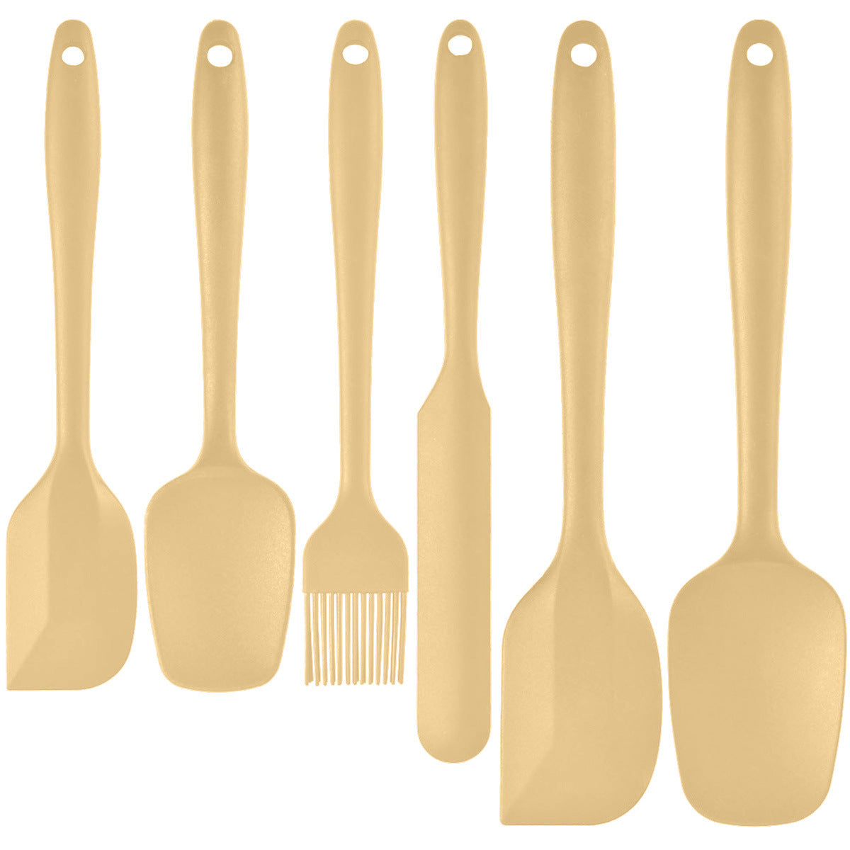 6-Piece Yellow Silicone Spatula Set - Heat-Resistant, Non-Scratch Kitchen Tools with Integrated Metal V888-ELOSUNG48429