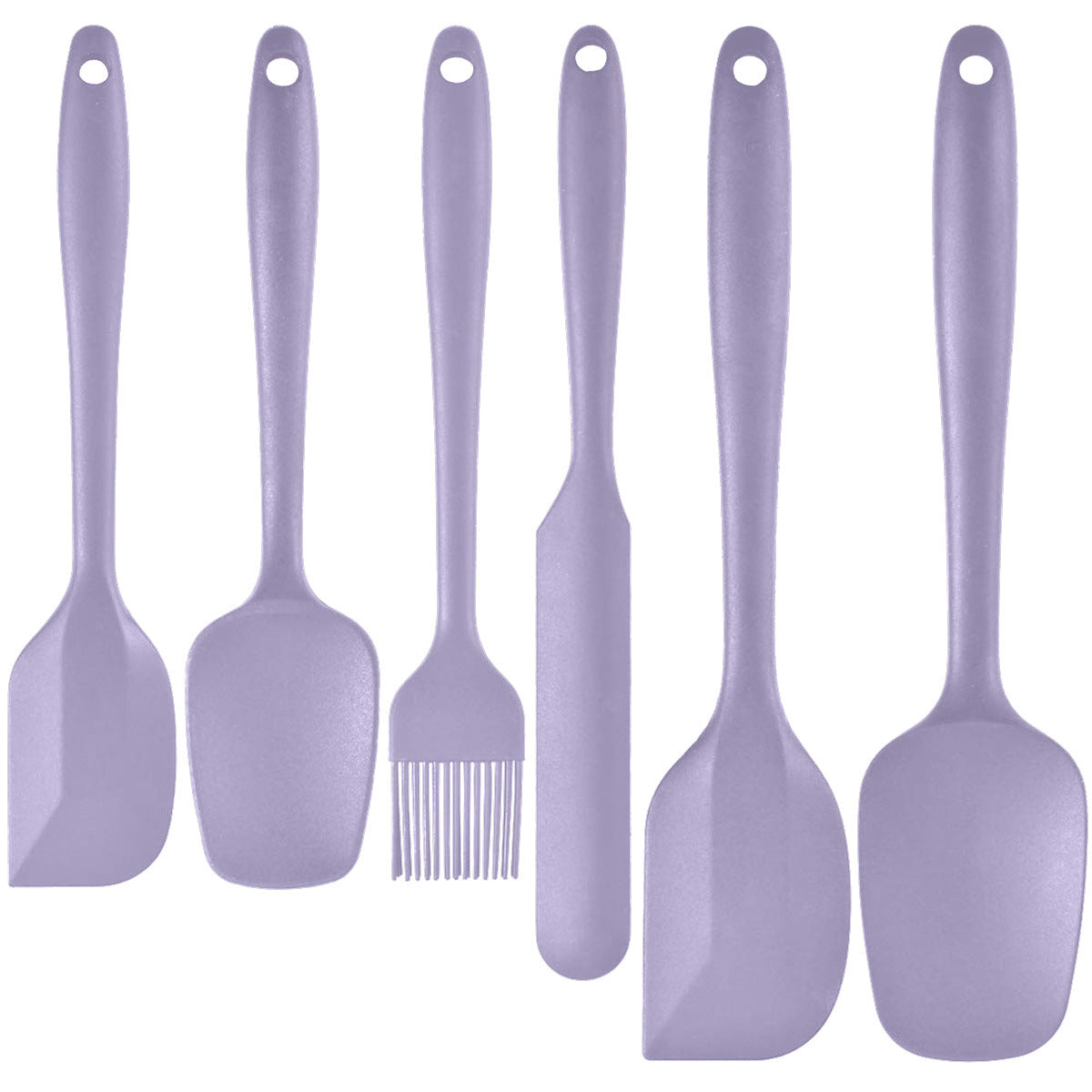 6-Piece Purple Silicone Spatula Set - Heat-Resistant, Non-Scratch Kitchen Tools with Integrated Metal V888-ELOSUNG48430