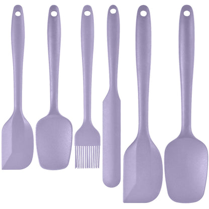 6-Piece Purple Silicone Spatula Set - Heat-Resistant, Non-Scratch Kitchen Tools with Integrated Metal V888-ELOSUNG48430