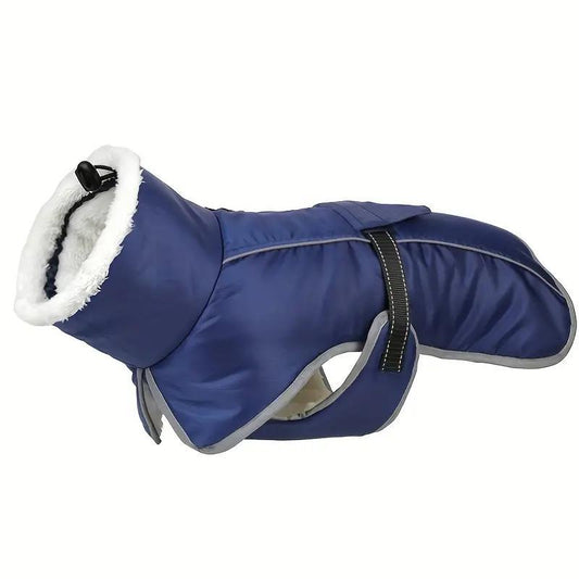 Blue Dog Winter Jacket - Warm, Windproof & Waterproof Pet Coat with Fleece Lining and Reflective Strips for V888-ELOSUNG48437