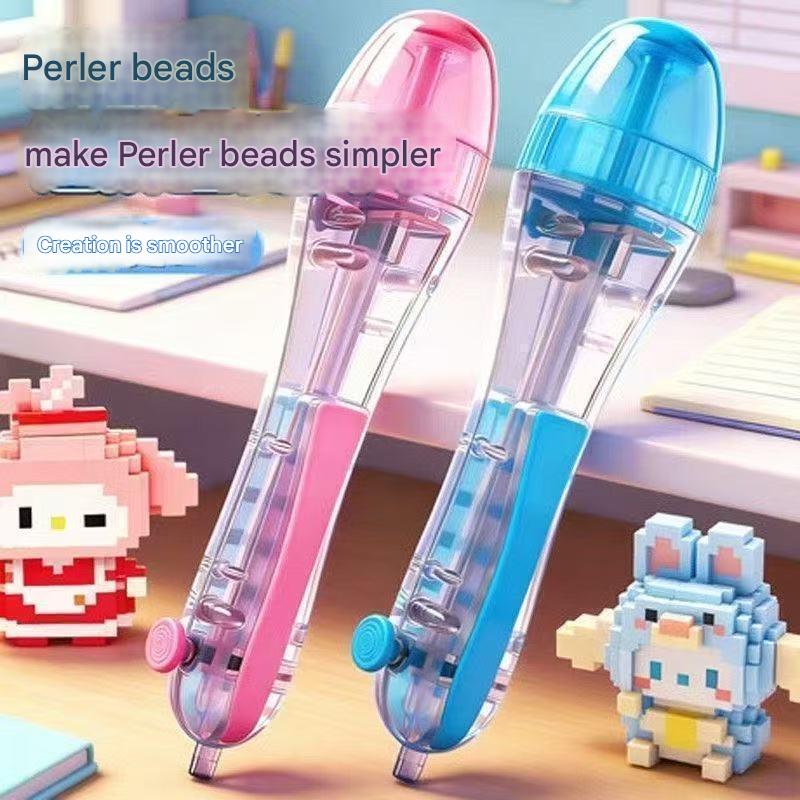 2 PCS Pink Press-Release Bead Pen for 2.6mm Pixel Art - DIY Craft Tool for Hama Beads and Fuse Beads Projects V888-ELOSUNG48439