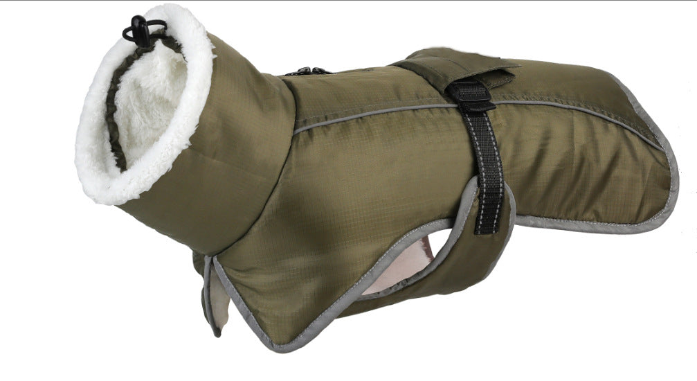 Green Dog Winter Jacket - Warm, Windproof & Waterproof Pet Coat with Fleece Lining and Reflective Strips for V888-ELOSUNG48446