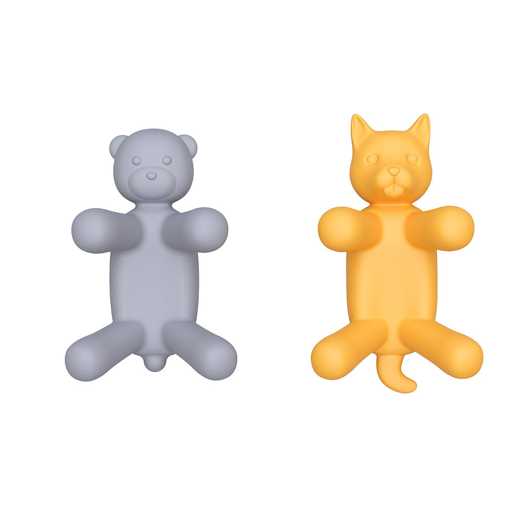2-Pack Silicone Sponge Holder - Bear and Cat Shaped Dish Rack for Sink, Soap & Scrubber Storage V888-ELOSUNG48455