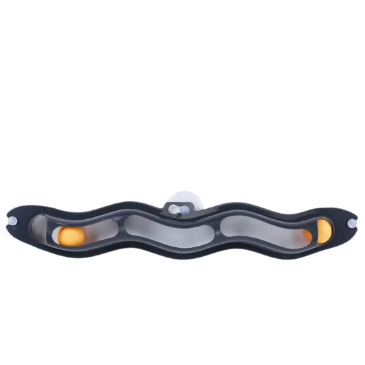 Black Cat Track Ball Toy - Wave-Shaped Wall Mount Puzzle for Indoor Cats, with Rolling Balls and Suction Cups V888-ELOSUNG48461