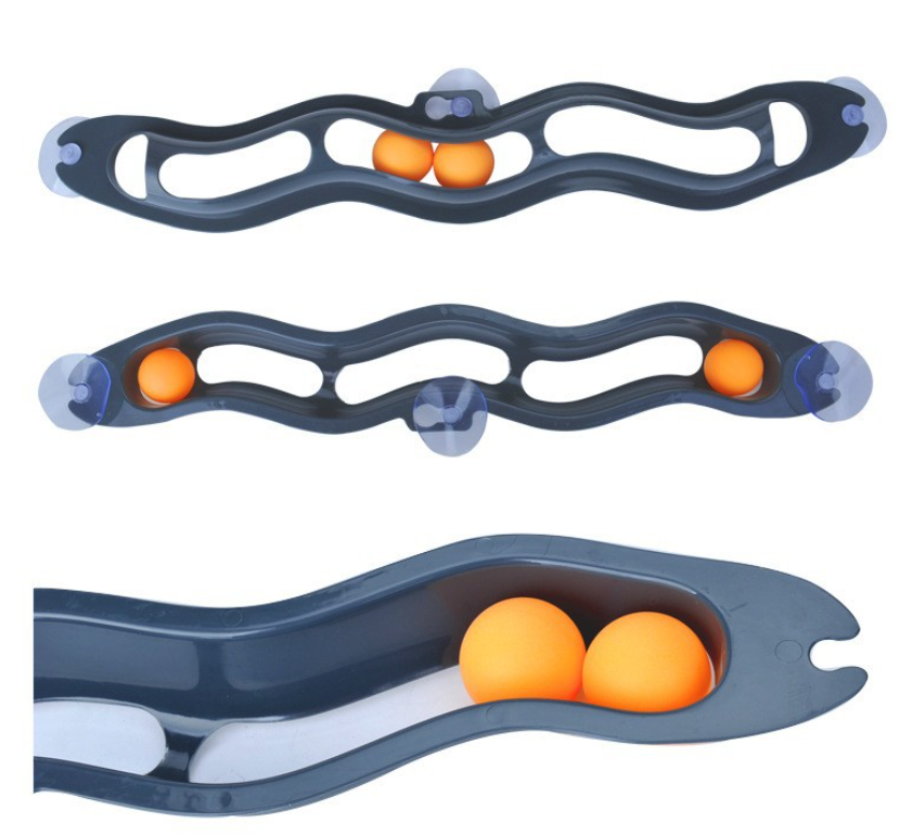 Black Cat Track Ball Toy - Wave-Shaped Wall Mount Puzzle for Indoor Cats, with Rolling Balls and Suction Cups V888-ELOSUNG48461