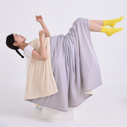 Yellow and gray color combination Cooling Summer Quilt with Ice Silk Fabric Lightweight Breathable Air V888-ELOSUNG48479