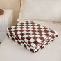 Coffee-colored and white checkered pattern Double-Sided Plaid Fleece Blanket - 100x150cm Machine Washable, V888-ELOSUNG48490