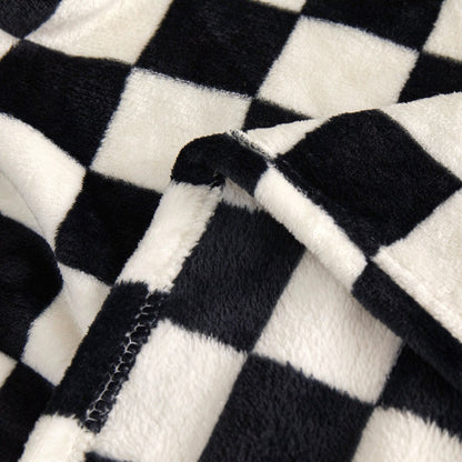 Green and white checkered pattern Double-Sided Fleece Blanket - 150x200cm Machine Washable, No-Shedding V888-ELOSUNG48494