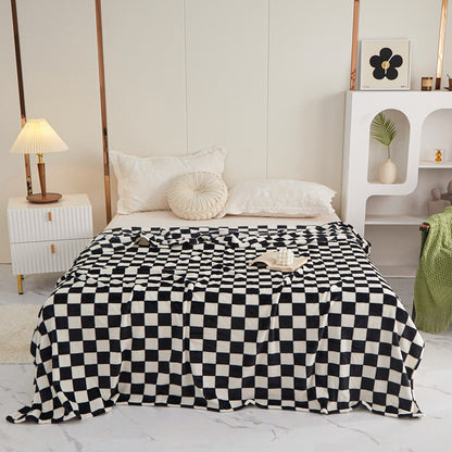 Red and brown checkered pattern Double-Sided Fleece Blanket - 150x200cm Machine Washable, No-Shedding Flannel V888-ELOSUNG48498