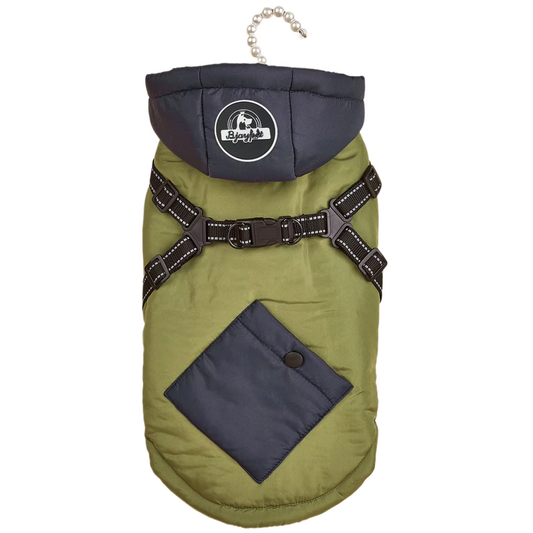 Green Thickened Winter Dog Coat with Reflective Strips - Waterproof, Windproof Pet Jacket for Small to Medium V888-ELOSUNG48542