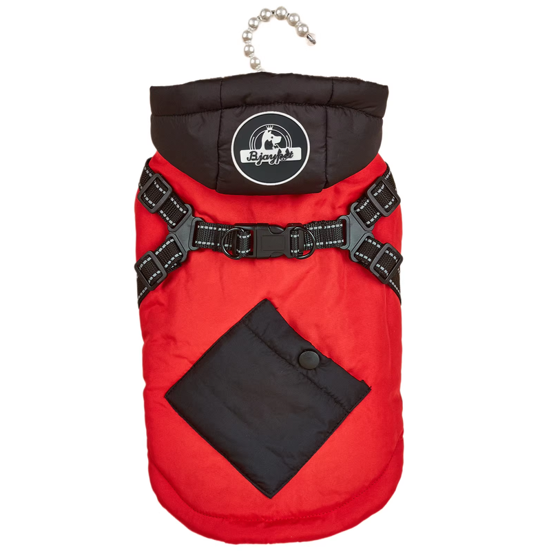 Red Thickened Winter Dog Coat with Reflective Strips - Waterproof, Windproof Pet Jacket for Small to Medium V888-ELOSUNG48543